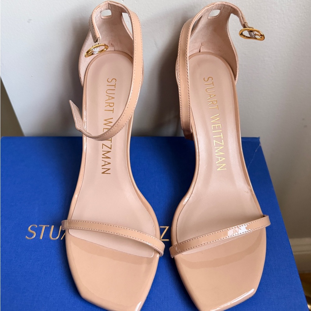 Stuart Weitzman Nudistcurve Ankle Strap Sandal (Women) in 7.5 B in Adobe - Picture 6 of 13
